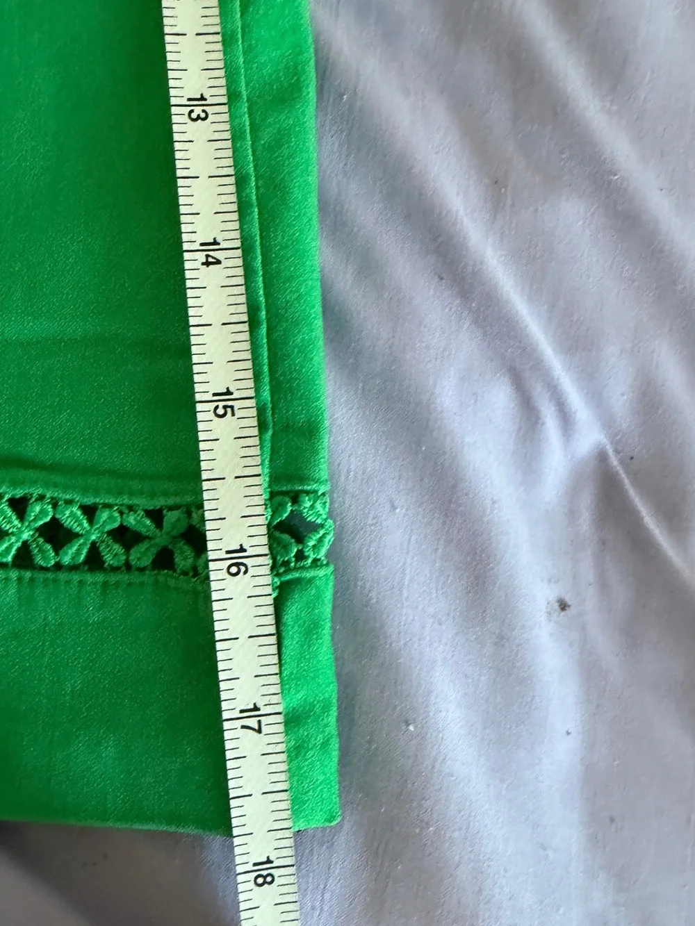 crown & ivy Bright Green Mini Skirt with Eyelet Hem - Picture 2 of 4